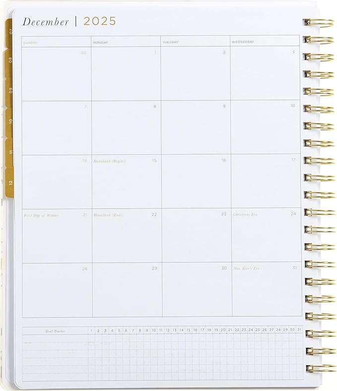 russell+hazel 2025-2026 Weekly Planner, Spiral Bound Blush Floral with Gold Foil Details, 9.1" x 11.2", July 2025 - June 2026, Features 15 Monthly Spreads, 1-Count