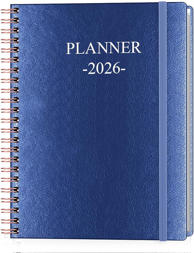 Planner 2026 - Weekly & Monthly Planner Runs from January 2026 to December 2026, 8.5 x 11", 12 Month Tabs, Inner Pocket, PU Leather Cover with Twin-Wire Binding, Monthly Planners 2026, Blue