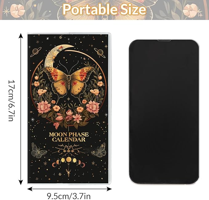 Pocket Calendar 2026-2027, Moon Phrase Purse Planner - 3.7" x 6.7" - Runs from January 2026 Until December 2027, 2026 Monthly Pocket Calendar with PVC Cover for Office