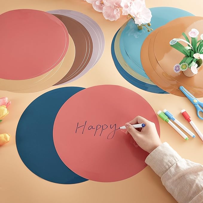 gisgfim 24PCS Dry Erase Dots 12 Inch Whiteboard Marker Wall Decor Removeable Circle Sticker Spots Writing Spots Set for Classroom Table Teachers Students School Supplies (Boho)