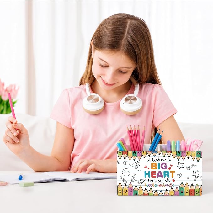 Teacher Pen Pencil Holder for Desk Teacher Appreciation Gifts,Teacher Gifts for Women from Student,It Takes a Big Heart to Help Shape Little Minds Sign for Office Classroom Desk Tabletop
