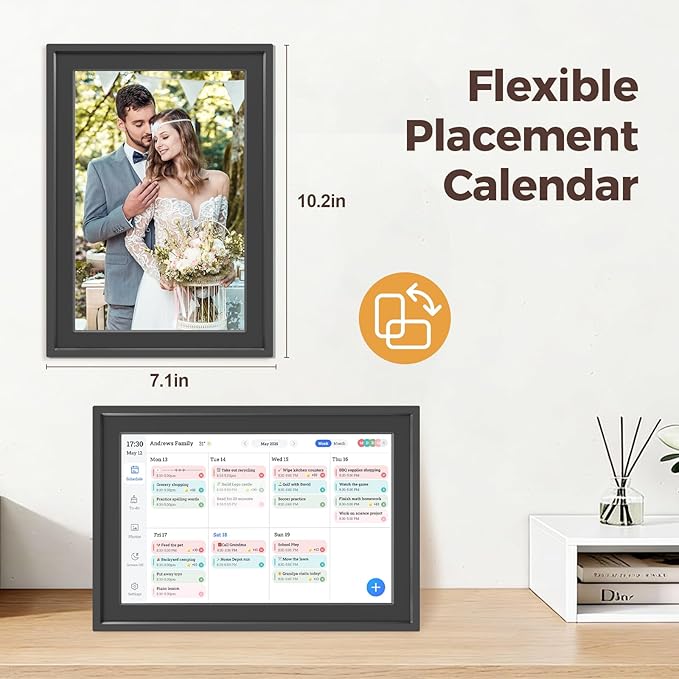 Digital Calendar 10.1IN Electronic Smart Calendars and Chore Chart with Interactive Touch Screen Sync with Phone by App for Family Planner Wall & Desk Mountable Great Gift for Organizing 2026 (Black)