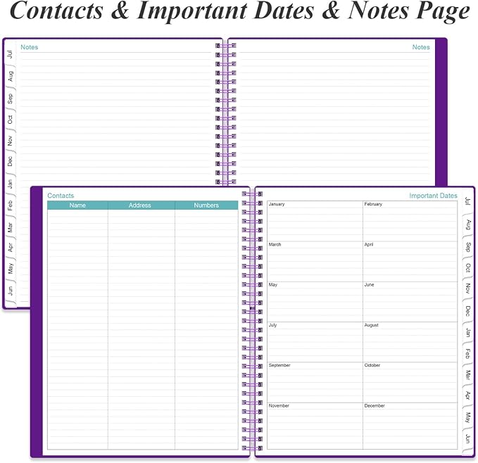 2026-2027 Planner - Planner 2026-2027 from July 2026 to June 2027 with 12 Monthly Tabs, Flexible Cover, Inner Pocket, 8.5" x 11", Purple-B