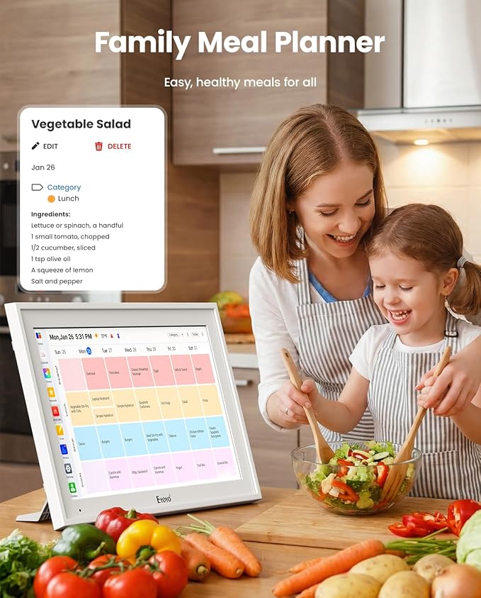 15.6" Digital Calendar Wall Planner - Eyoyo Smart Family Command Center & Chore Chart Touchscreen, WiFi Real-Time Sync Auto-Dimming Display for Kids Routine, Seniors Memory & Office Organization