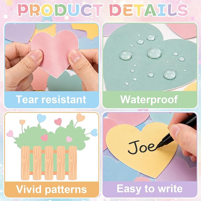 85pcs Pastel Classroom Tree Bulletin Board Heart DIY Photo Name Tags Crafts Cutouts Back to School Rainbow Accents You Belong Here Welcome Classroom Decor for Nursery Elementary Chalkboard Wall Decor