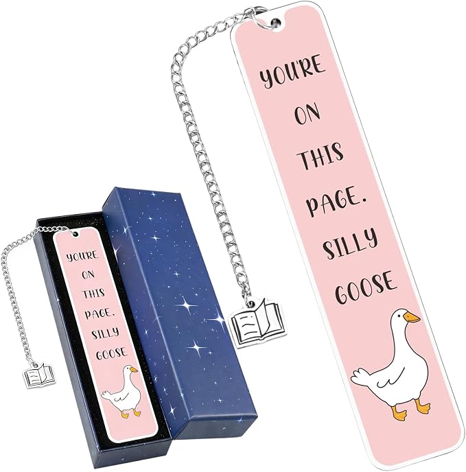 Silly Goose Metal Bookmark - Funny Animal Book Marks for Reading Women Men, Cute Goose Design with Humorous Quote, Unique Book Lovers Gifts for Book Club Members Readers Students Teachers