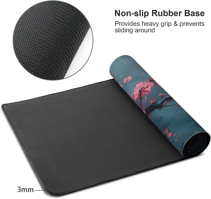 35.4" x 15.7" Cherry Blossom Extended Mouse Pad, Japanese Style Desk Mat with Non-Slip Base, Water Resistant for Gaming & Office