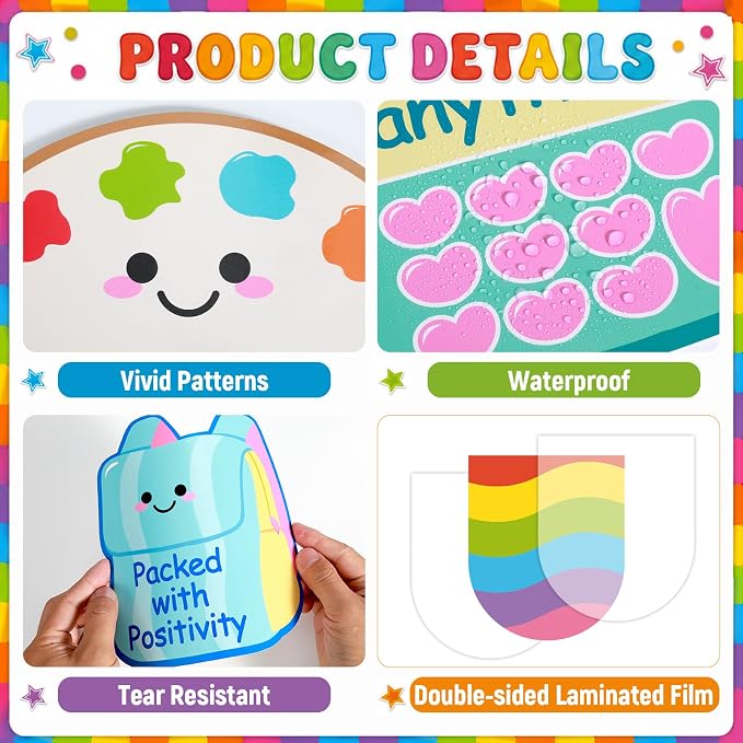 Welcome Back with Wellness Bulletin Board Set Inspirational Affirmations Classroom Decoration Mental Health Bulletin Board Motivational Paper Cutout for Back to School Poster Office Home Wall Decor