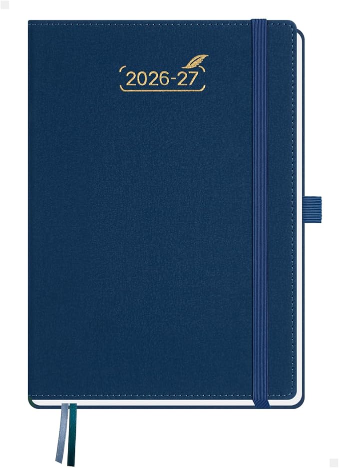 BEZEND Weekly Planner 2026-2027 (6" x 8.5") 2-Column Dual Schedule for Work/School/Home or 2 Person (Jul 26-Dec 27) 18 Months Academic Calendar with Tabs, PU Leather Hardcover -Prussian Blue