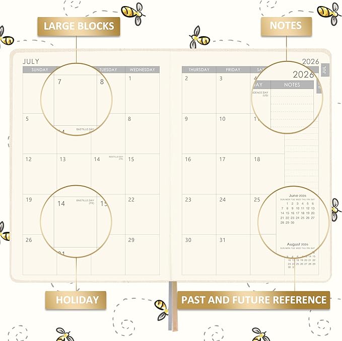 2026-2027 Planner - Planner 2026-2027 with Tabs, Jul 2026 - Jun 2027, Weekly and Monthly with Pen Loop, Back Pocket - Off-White