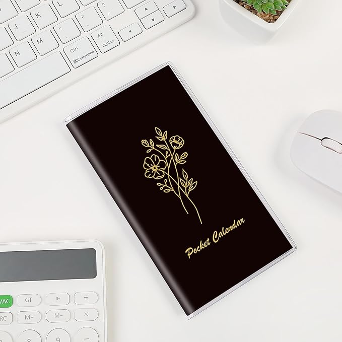 KONVINIT Pocket Calendar 2025-2027, Pocket Planner 2026-3.7" x 6.7" - Runs from September 2025 Until December 2027, Monthly Planner 2025-2027 with PVC Cover for Planning, Black