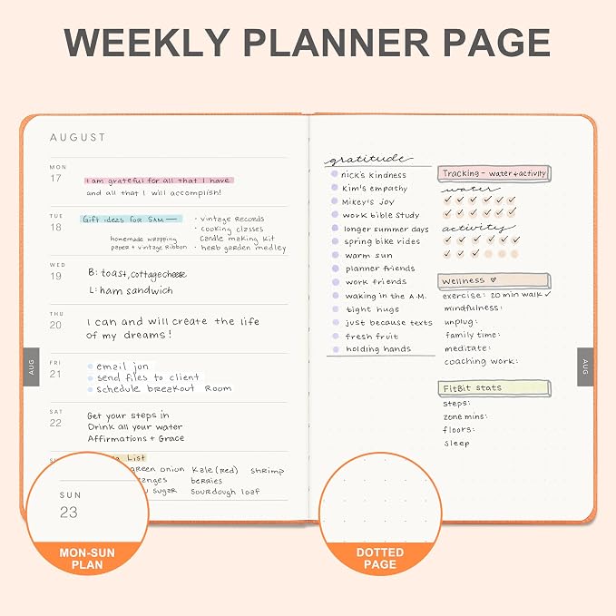 And Per Se 2026 Planner-Daily, Weekly & Monthly Leather Hardcover Planner, 5.7" x 8", Daily Schedule, 100 GSM Thick Paper, Back Pocket(Pumpkin Orange)