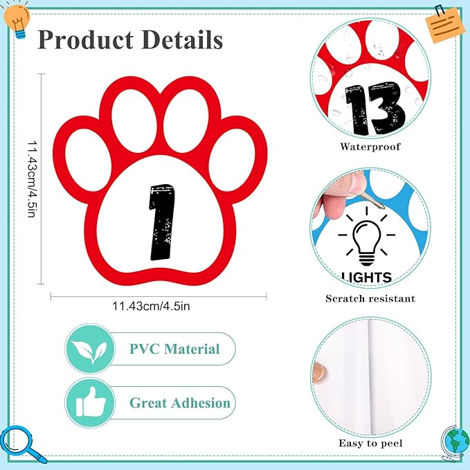 D24TIME Line up Spots for Classroom Floor - 36Pcs 4.5'' Waterproof Number Dots Stickers Floor Numbers for Classroom Lining up Sticker Back to School Kindergarten Preschool Elementary School Supplies