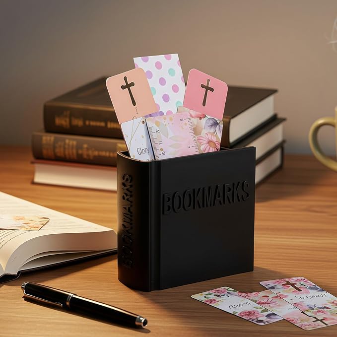 Honeydak 3D Printed Book Shaped Bookmark Holder Book Lover Gift Bookish Accessory Office Desk Supplies Funny Bookmark Accessories End of Year Gift for Teacher(Black)