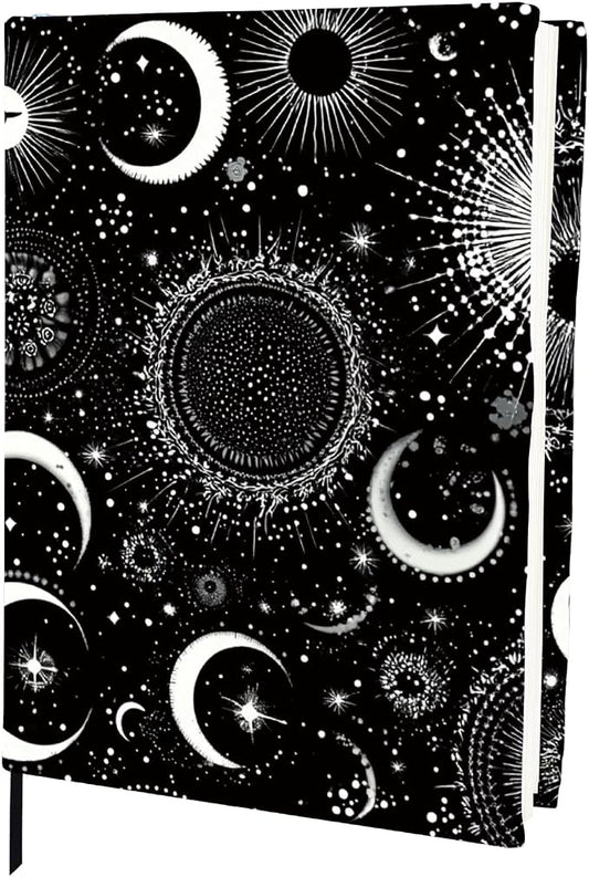 CRASPIRE Moon Stretchable Book Cover Star Black Jumbo Fabric Reusable Washable Large Nylon Book Protector Elastic Notebook Wraps Suitable for Paperbacks Textbook Booknish Hardcover Book Lovers