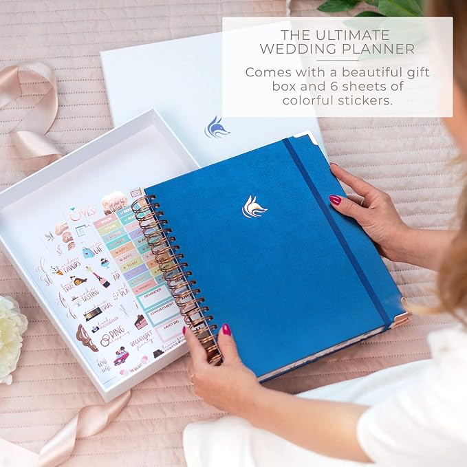 Clever Fox Wedding Planner – Notebook Organizer for Bride – Wedding Planning Binder Book with Pockets – Engagements Gift, 10x11″ (Mystic Blue)