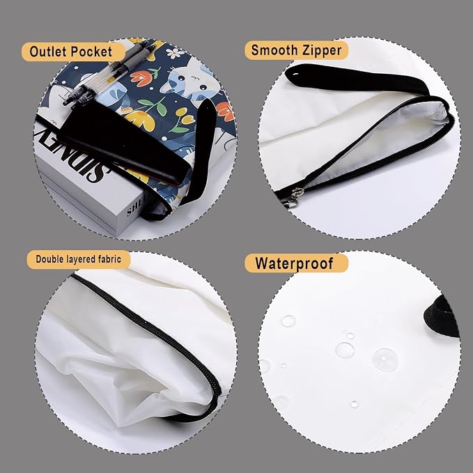 Cat Book Sleeve,Book Covers for Paperbacks,Book Sleeves with Zipper, Book Pouch Cat Lover Gifts for Women Teacher Daughter Graduation Birthday Gifts (White-Cat, Large)