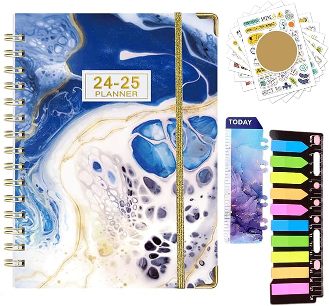 Monthly Schedule for 2024-2025, Daily Schedule with Labels for July 2024-2024 to June 2025, Weekly/Monthly Schedule for 2024-2025, Schedule with Notes and Stickers,8.5" x 6.2" (Style-3)
