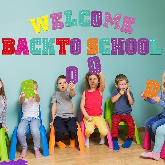 136 Pcs 12 in Extra Large Bulletin Board Letter Big Alphabet Letter Cutout Sticker Punctuation with Adhesive Dot Colorful Poster Classroom Decor for Wall Back School Preschool Kindergarten