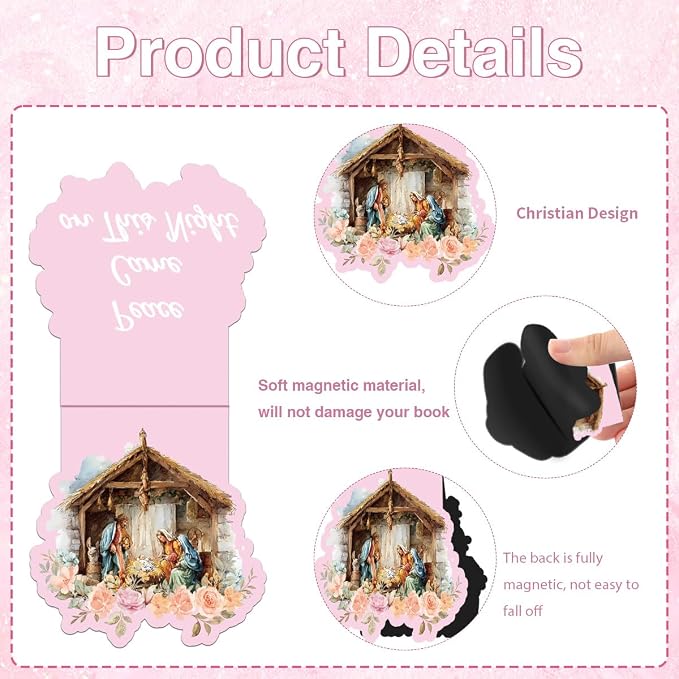 9 Pcs Magnetic Christian Bookmarks, Religious Bible Verse Jesus Bookmarks for Women, Flower Cross Magnet Book Markers for School Students Office Worker Church Reading Bible Study Supplies