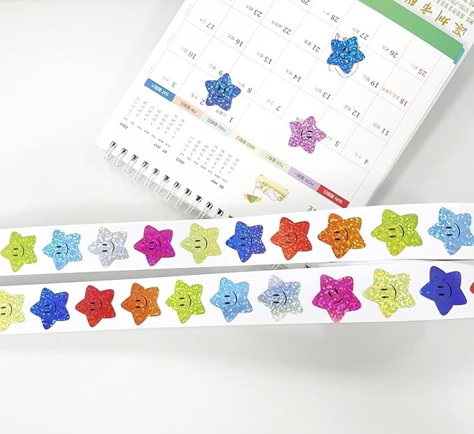 700Pcs Multicolor Star Stickers,Smiley face Star Stickers Reward 1inch 8 Colored Sparkly Foil for Student Planner and School Classroom Teacher Supplies 3.15inch (8cm) ducation and Crafts Teaching