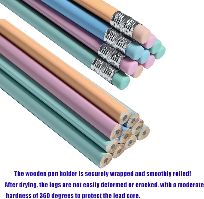 50PCS Triangular Grip Wooden cased Pencils for Kids with Erasers, Fun Cute Wood Wedding Golf Triangle Pencils for School,Drawing,Gift (50PCS)