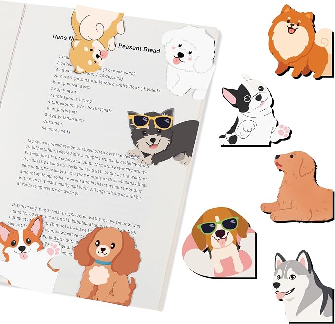 10Pcs Dog Magnetic Bookmarks Cute Bookmark Dogs Book Marks, Party Favors Gifts, Gifts for Book Lovers, Book Marks for Reading Women
