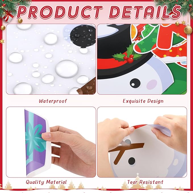 Funrous Christmas Bulletin Board Decoration Set Xmas Tree Classroom Decor Snowman Santa Claus Gnome Snowflake Cutout Winter Border Trim for Xmas Holiday Office Wall Door Supplies (Merry Christmas)