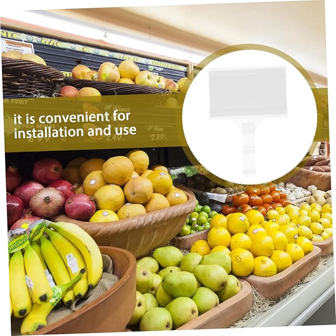 GLEAVI 60pcs Plastic Hook-style Price Tag Holders for Retail Shelving Easy to Install Label Holders for Supermarkets and Stores and Versatile Card Displays
