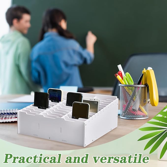 Ctosree 2 Pcs Classroom Cell Phone Holder, Cellphone Decor Storage Box for Students Management Calculator Phone Organizer Box for School Office Shelf(15.35 x 12.22 x 4.45 Inch)
