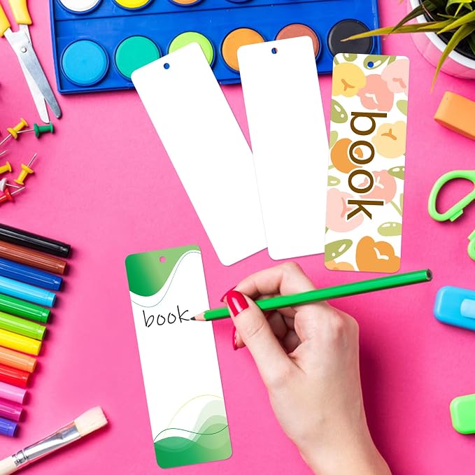 150 Pack DIY Craft White Bookmarks Blank Cardstock Bookmarks for String or Tassel,DIY Projects and Gifts Tags,5.5 x 2 Inches