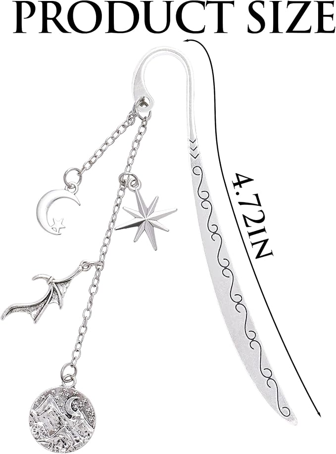Fantasy Acotar Bookmark Gifts - Charm Metal Book Marks Reading Women Book Lover Merch Unique Aesthetic Page Markers Readers Novel Fans Bookish Birthday Students Teachers School Accessories