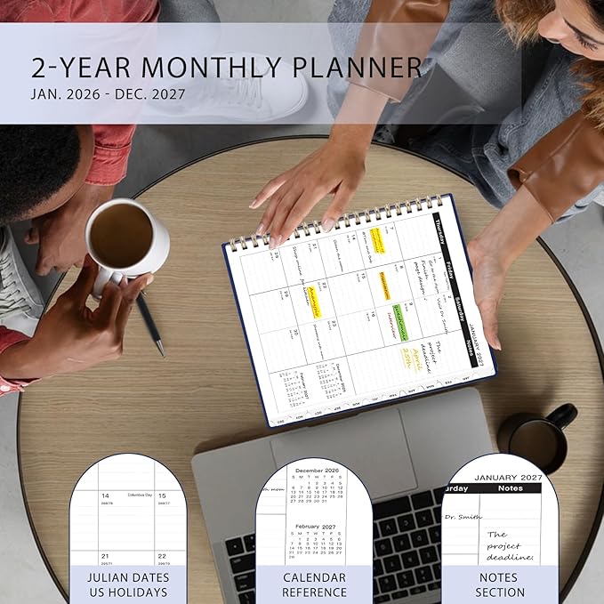Ymumuda 2026 Planner-2 Year Monthly Planner 2026-2027, JAN.2026 - DEC.2027, 8.5" x 11", 26-27 Monthly Calendar,Large Planner with Spiral Bound, 24 Months Perfect for School Office Schedule
