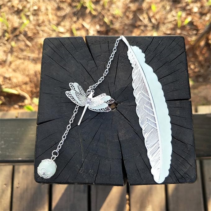 Luminous Bookmark, Retro Glow in The Dark Reading Bookmarks for Women Men Lovers,Book Markers with Pendant Holiday Gifts