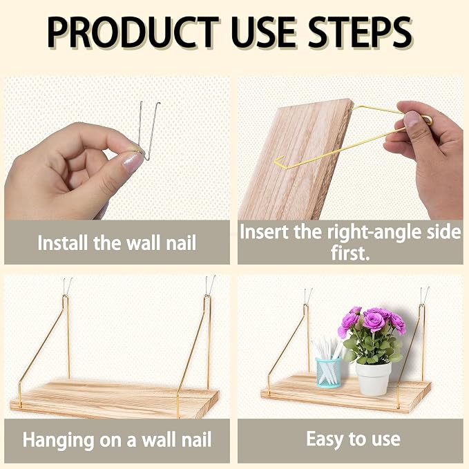 2-Pack Cubicle Shelf For Fabric Walls With Hooks：12x6.0in Wooden Cubicle Shelf Hanging Gold Bracket Use For Office Cubicle Accessories Office Stylish Ations Cubicle Decorations For Women Desk