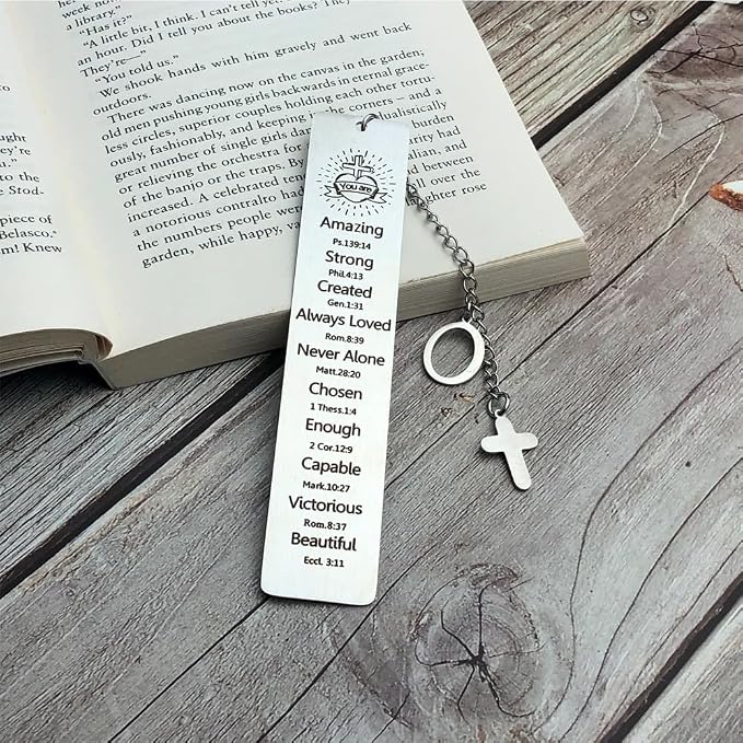 Bible Bookmark for Women Book Lovers Sister Christian Book Marker Gifts for Reader Teens Girls Baptism Birthday Christmas Gift for Coworker Students Bookish Easter Gifts (Silver-O)