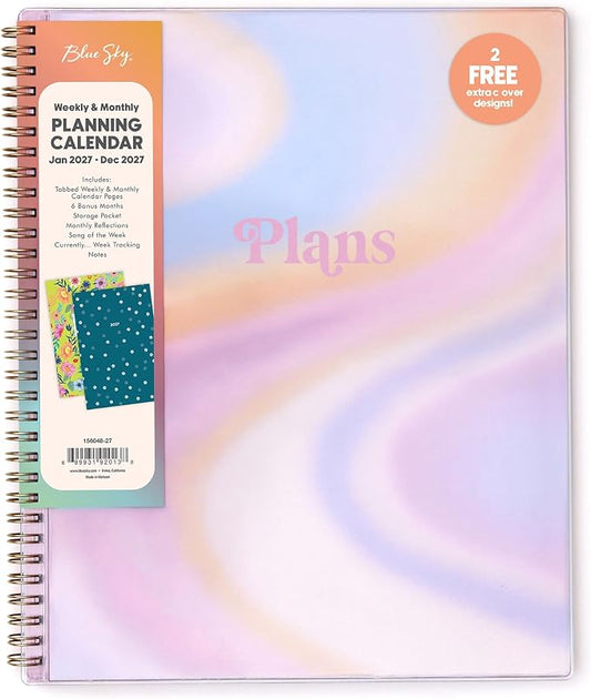 Blue Sky Gen Z 2027 Weekly and Monthly Planner Calendar, January 2027 - December 2027, 8.5" x 11", Flexible Interchangeable Cover, Durable Twin Wire Binding, Laminated Tabs, Storage Pocket, Europa