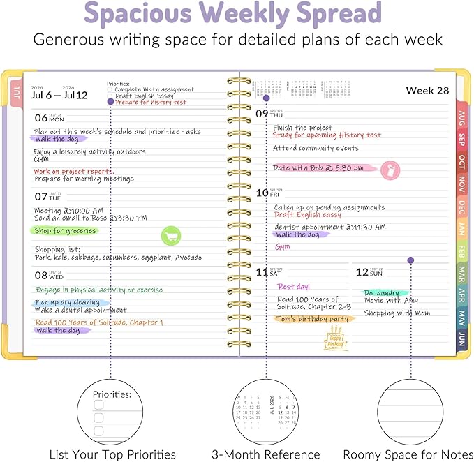 Forvencer Academic Planner 2026-2027, July 2026-June 2027 Weekly & Monthly Hardcover Calendar Planner, 8.5" X 11", Daily Agenda Book, School Office Notebook College Teacher Organizer A4, Off-white