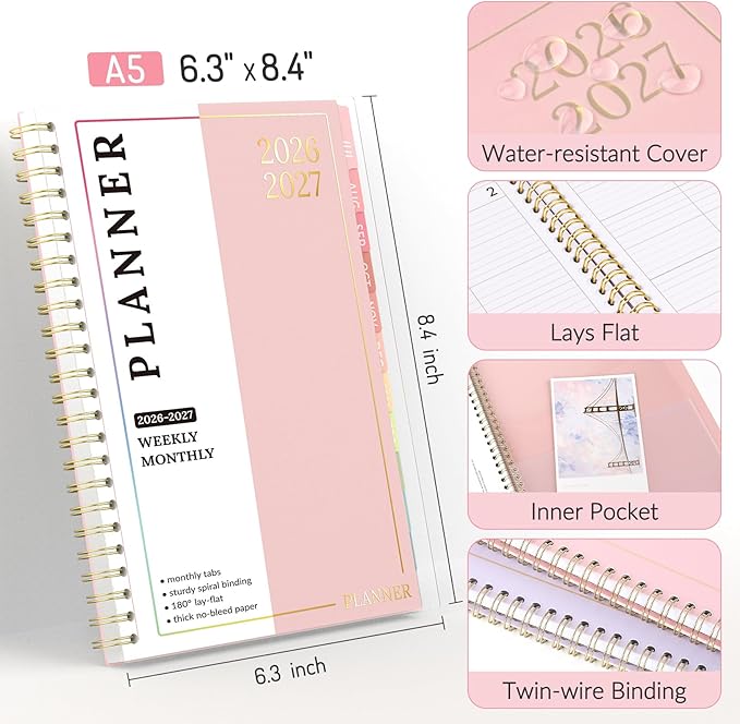 Teacher Planner 2026-2027, Forvencer Academic Planner 2026-2027, Jul 2026 - Jun 2027, 6.3" x 8.5", Weekly & Monthly Planning Book with 7 Periods, School Agenda for Teacher Student, A5,Purple