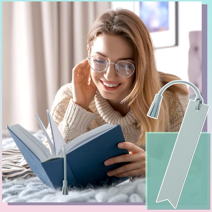 Panelee 12 Pcs Pastel Leather Bookmarks with Tassel Book Club Gifts Handmade Blanks Leather Bookmarks Stamping Book Lovers Gifts Bookish Bookworm Teachers Readers Back to School Supplies