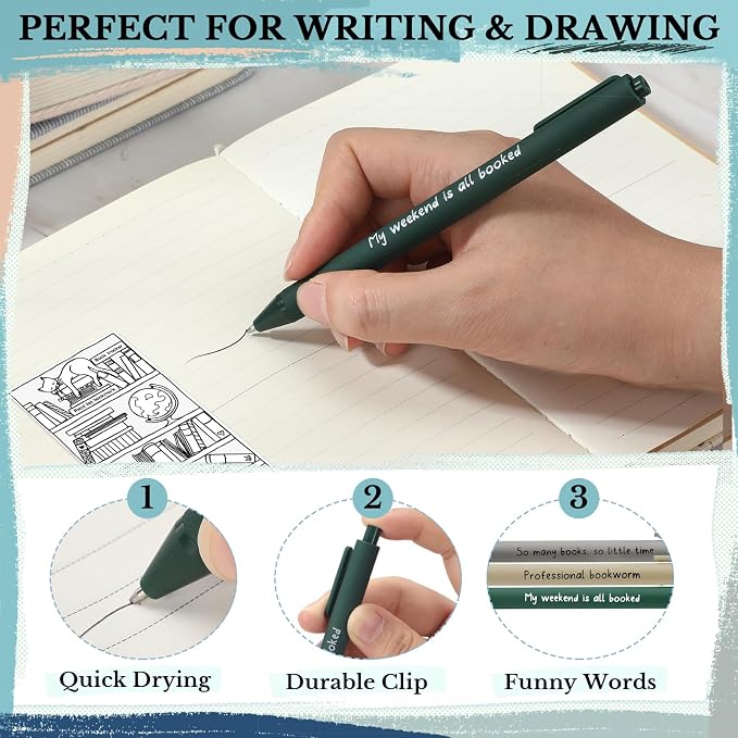 Spakon 7 Pcs Book Lovers Gifts for Readers Bookish Book Annotation Kit Aesthetic Pastel Highlighters No Bleed Gel Pens Reading Tabs Bookmark for Women Library Student Bible(Green Series)