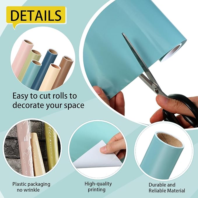Skyygemm 6 Rolls Bulletin Board Paper Fade Resistant Colored Bulletin Board Paper Roll Bulk for Art Decor Drawing Craft Painting(2 x 8 ft,Boho)