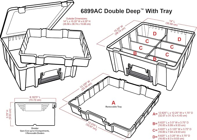 ArtBin 6899AZ Super Satchel Double Deep with Lift-Out Tray Storage Container, Portable Arts & Crafts Organizer with Removable Dividers, Clear