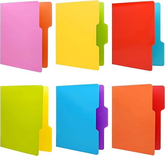 WOT I Decorative File Folders 12Packs, Colored File folders with 6 Cute Floral Design and 6 Solid Vibrant Colors, Two-Tone File Folders Letter Size, 1/3-Cut Tabs, 300gsm