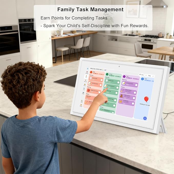 Digital Calendar Touch Screen 10.1 Inch Family and Hearth Chore Smart Electronic Planner Third-Party Calendar Sync, Chore Tracker, Meal Plan & Photo frame Bussiness Working tasks,Great for Organizing Your Routines,Gifts for Women Mom