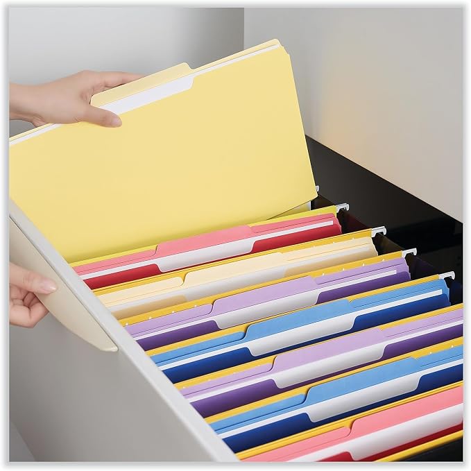 Universal 15304 Recycled Interior File Folders, 1/3 Cut Top Tab, Legal, Yellow, 100/Box