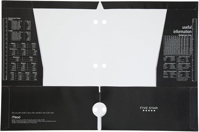 Five Star 4 Pocket Folder, 2 Pocket Folder Plus 2 Additional Pockets, Black (72093)