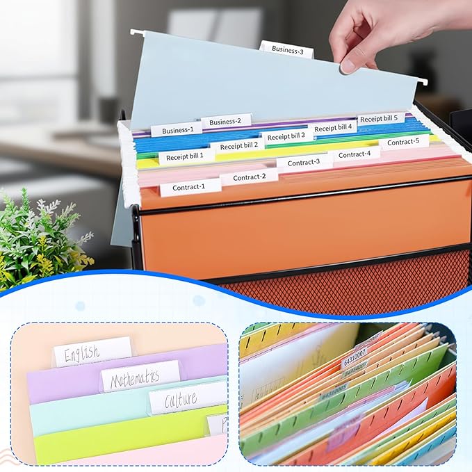 80 Set File Folder Tabs, Include 80 Pcs 3.15“Hanging File Folder Tabs 80 Pcs 2" Inserts Labels, Plastic File Folder Tab for Hanging Folders Files