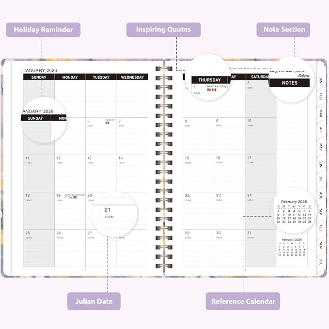 2026 Planner, Weekly and Monthly Calendar Academic Planner, Jan 2026 - Dec 2026, Planning Agenda Book for Desk Accessories and School Supplies - Letter Size(8.5'' x 11'')