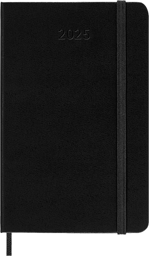 Moleskine Classic 12 Month 2025 Weekly Horizontal Planner, Hard Cover, Pocket (3.5" x 5.5"), Black, 144 pages
